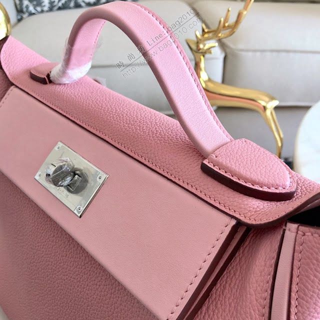 Hermes包包 愛馬仕Hermes Kelly2424 奶昔粉 togo小牛皮 半手工制 Hermes休閒女款手提包  am1933